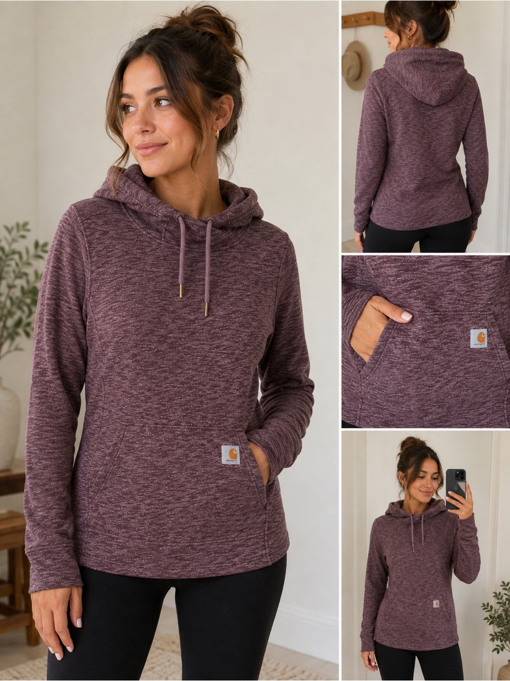 Carhartt Women’s Marled Plum Purple Slightly Fitted Pullover Hoodie M